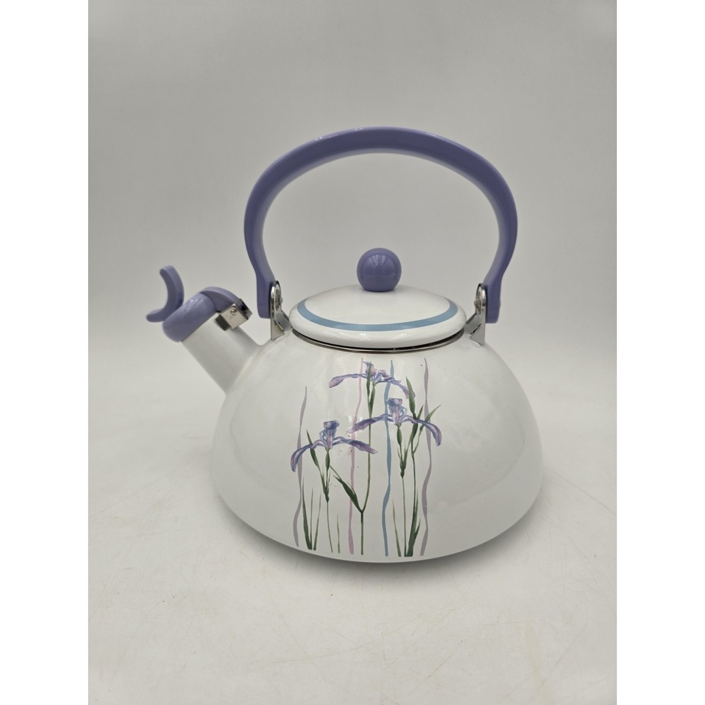 Corelle Coordinates Shadow Iris Tea Kettle Whistling Pot Purple Handle Knob